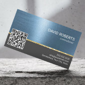 Professionele blauwe metallische QR-code Visitekaartje