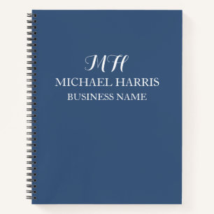 Professionele Blauwe Monogram Eerste Zakelijke Notitieboek