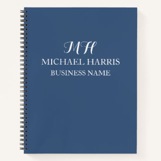 Professionele Blauwe Monogram Eerste Zakelijke Notitieboek