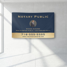 Professionele Blauwe Notaris Ronde Fotomarketing Spandoek