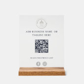 Professionele blauwe QR-code met Business Logo Acryl Bord (Voorkant)