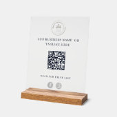 Professionele blauwe QR-code met Business Logo Acryl Bord (Hoek)