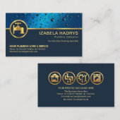 Professionele Blauwe Water Drops Gouden Loodgieter Visitekaartje (Voorkant / Achterkant)