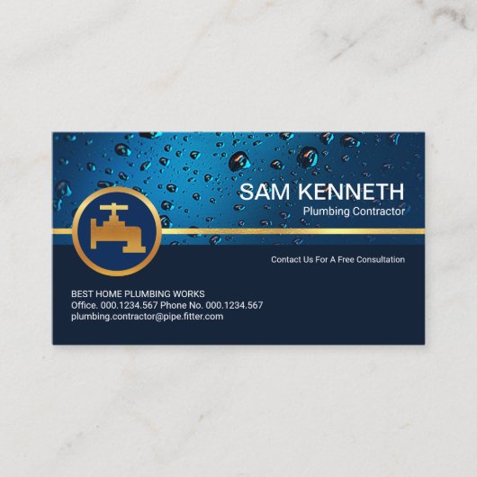 Professionele blauwe waterval Gold-kraan Visitekaartje (Voorkant)