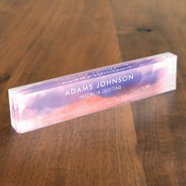 Professionele blauwe Waterverf Abstract Naambordje