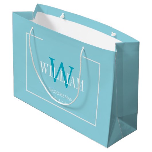 Professionele Blauwe & Witte Minimalistische Bruid Groot Cadeauzakje (Achterkant Gekanteld)