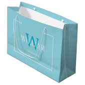 Professionele Blauwe & Witte Minimalistische Bruid Groot Cadeauzakje (Voorkant Gekanteld)
