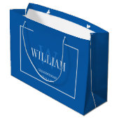 Professionele Blauwe & Witte Minimalistische Bruid Groot Cadeauzakje (Achterkant Gekanteld)