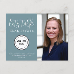 Professionele Blauwgroen contactinfo Foto Real Est Briefkaart