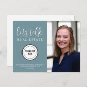 Professionele Blauwgroen contactinfo Foto Real Est Briefkaart (Voorkant / Achterkant)