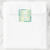 Professionele Blauwgroen Glitter Ingrediëntenlabel Vierkante Sticker (Tas)