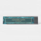 Professionele Blauwgroen Waterverf Business Kantoo Bureau Naambordje (Voorkant)