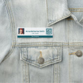 Professionele Blauwgroen Witte Afbeelding QR-code  Naamplaatje (In situ)