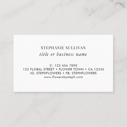 Professionele Bloemen Visitekaartje (Achterkant)