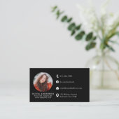 Professionele Blush Black Foto Logo Social Media Visitekaartje (Staand voorkant)