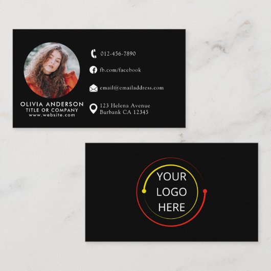 Professionele Blush Black Foto Logo Social Media Visitekaartje (Voorkant / Achterkant)