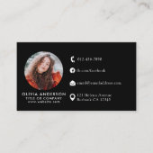 Professionele Blush Black Foto Logo Social Media Visitekaartje (Voorkant)