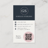 Professionele Blush & Navy Foto QR Code Modern Visitekaartje (Achterkant)
