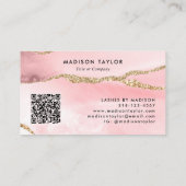 Professionele Blush roze Agate Company Logo QR Cod Visitekaartje (Achterkant)
