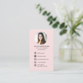 Professionele Blush Roze Foto Logo Social Media Visitekaartje (Staand voorkant)