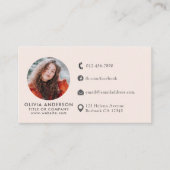 Professionele Blush Roze Foto Logo Social Media Visitekaartje (Voorkant)