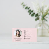Professionele Blush Roze Foto Logo Social Media Visitekaartje (Staand voorkant)