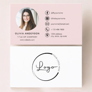 Professionele Blush Roze Foto Logo Social Media Visitekaartje