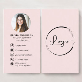 Professionele Blush Roze Foto Logo Social Media Visitekaartje
