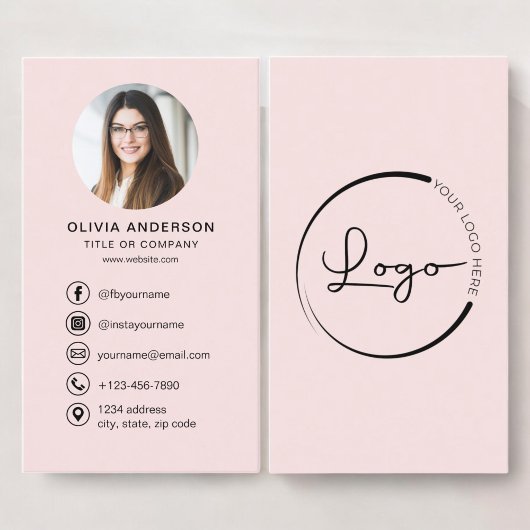 Professionele Blush Roze Foto Logo Social Media Visitekaartje