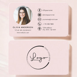 Professionele Blush Roze Foto Logo Social Media Visitekaartje