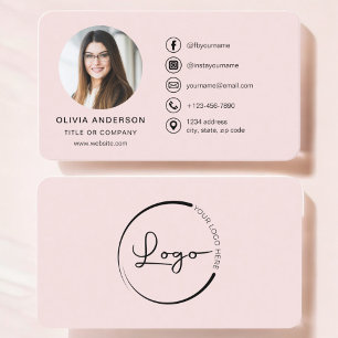 Professionele Blush Roze Foto Logo Social Media Visitekaartje