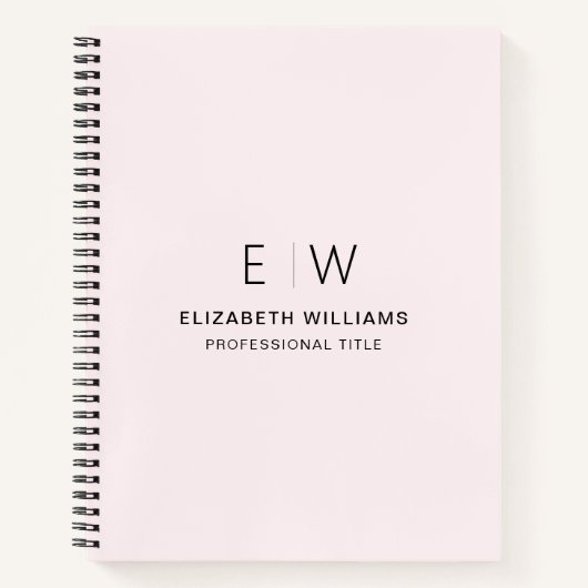 Professionele Blush Roze Monogram Zakelijk Initiaa Notitieboek (Voorkant)