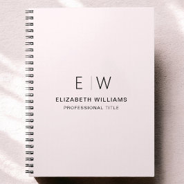 Professionele Blush Roze Monogram Zakelijk Initiaa Notitieboek