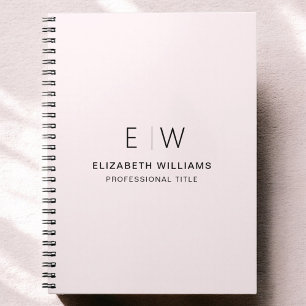Professionele Blush Roze Monogram Zakelijk Initiaa Notitieboek