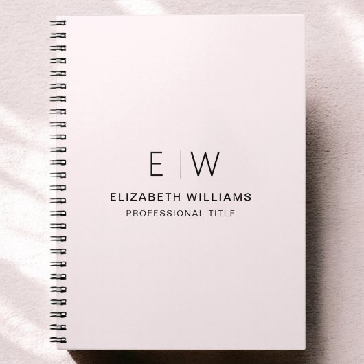 Professionele Blush Roze Monogram Zakelijk Initiaa Notitieboek