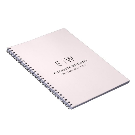 Professionele Blush Roze Monogram Zakelijk Initiaa Notitieboek (Rechterzijde)