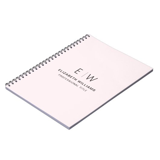 Professionele Blush Roze Monogram Zakelijk Initiaa Notitieboek (Linkerzijde)