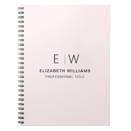Professionele Blush Roze Monogram Zakelijk Initiaa Notitieboek (Voorkant)