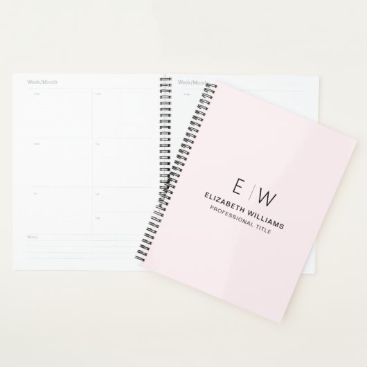 Professionele Blush Roze Monogram Zakelijk Initiaa Planner (Display)