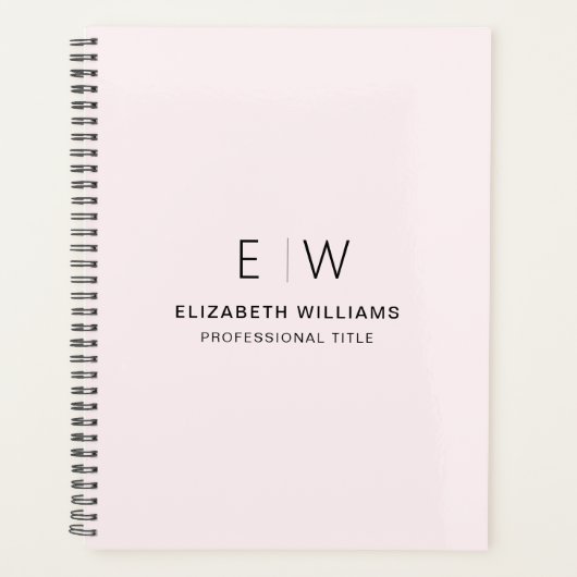 Professionele Blush Roze Monogram Zakelijk Initiaa Planner (Voorkant)