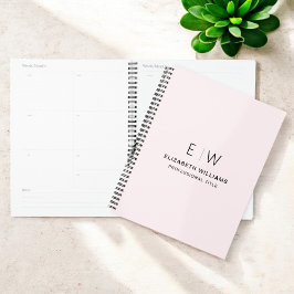 Professionele Blush Roze Monogram Zakelijk Initiaa Planner