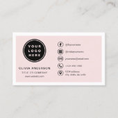 Professionele Blush Roze Zakelijke Logo Social Med Visitekaartje (Voorkant)