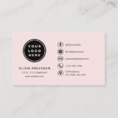 Professionele Blush Roze Zakelijke Logo Social Med Visitekaartje (Voorkant)