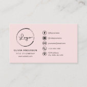 Professionele Blush Roze Zakelijke Logo Social Med Visitekaartje (Voorkant)