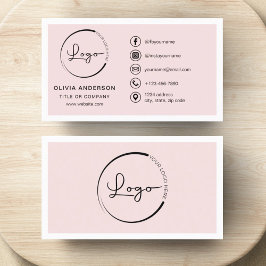 Professionele Blush Roze Zakelijke Logo Social Med Visitekaartje