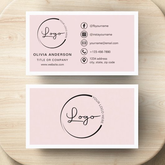 Professionele Blush Roze Zakelijke Logo Social Med Visitekaartje