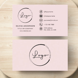 Professionele Blush Roze Zakelijke Logo Social Med Visitekaartje