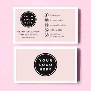 Professionele Blush Roze Zakelijke Logo Social Med Visitekaartje