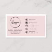 Professionele Blush Roze Zakelijke Logo Social Med Visitekaartje (Voorkant)