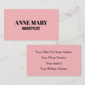 Professionele Blush Roze Zwart Haar Stylist Modern Visitekaartje (Voorkant / Achterkant)